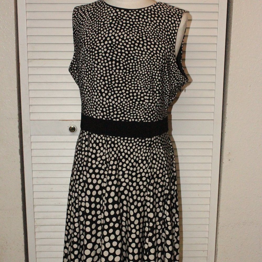 North Style Fit & Flare Black and Cream Polk-a-Dot dress sz18